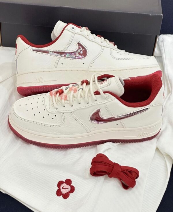 Nike Airforce 1 Valentine's Day 2024 sneakers showing romantic details