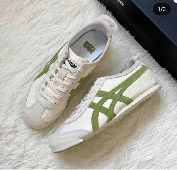 Top view of Onitsuka Tiger Mexico 66 Vin Birch Cactus highlighting the upper material and color.