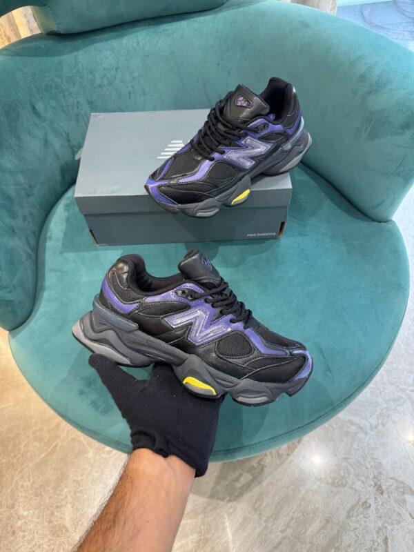 "New Balance 9060 Black Purple Rain sneakers with premium quality and a stylish black and purple design, perfect for casual and athleisure wear, available in sizes 41 to 45."