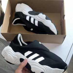 Front view of Adidas Rover Mule Black/White