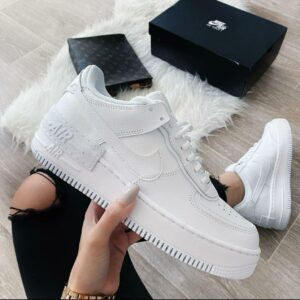 Nike Airforce 1 Low Shadow Pastel All White sneakers for women, showcasing a stylish and comfortable design.