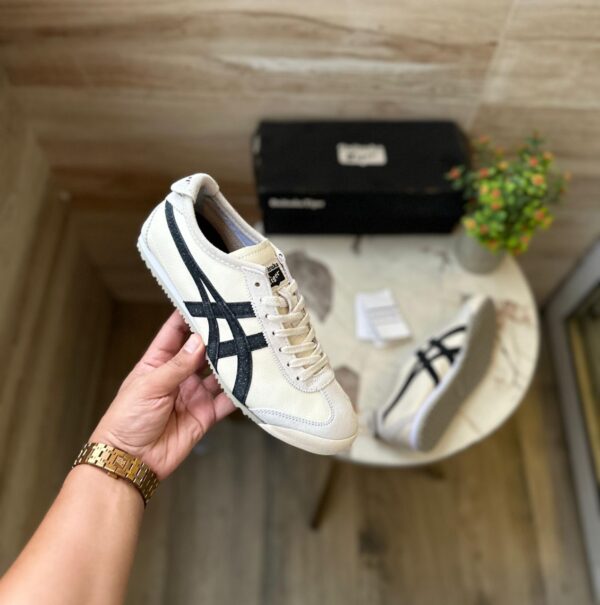 "Front view of Onitsuka Tiger Trainers Leather showcasing sleek design and premium leather material"