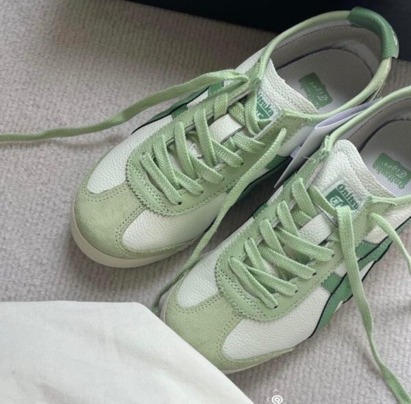 "Top view of Onitsuka Tiger Mexico 66 Deluxe Lite Green showing padded interior and comfortable fit"