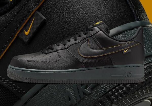 Nike Air Force 1 '07 University Black Gold with premium quality, featuring sleek black leather and gold accents for a standout look.