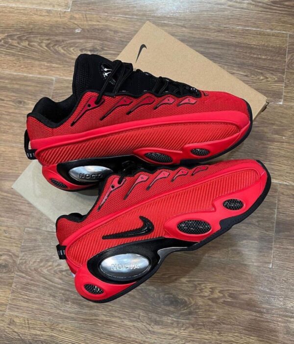 Front view of Nike Glide X Nocta Bright Crimson Red sneakers.