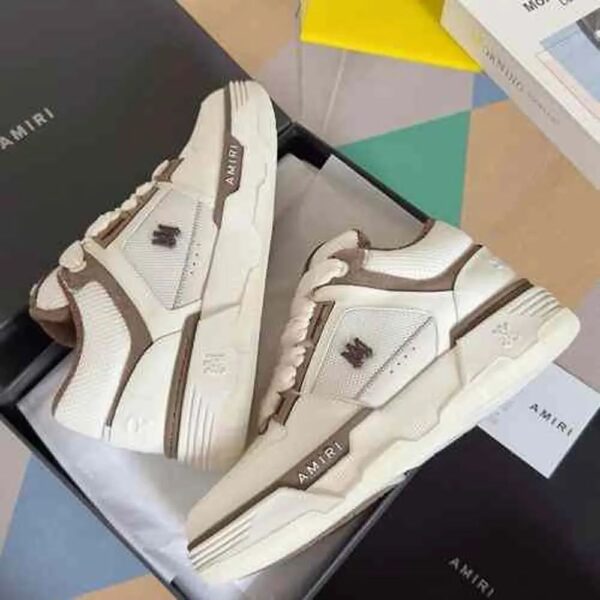 Top view of Amiri MA-2 sneakers white brown