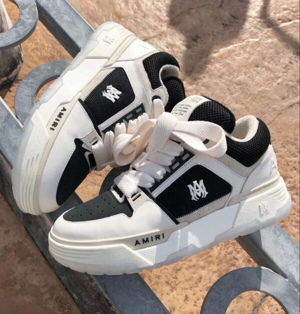 Top view of Amiri MA-2 sneakers white black cream