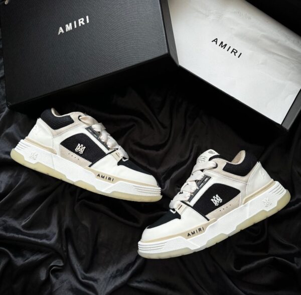 Top view of Amiri MA-2 sneakers white black cream