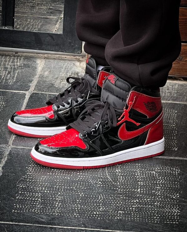 Nike Jordan 1 Retro High OG Bred Patent Front View