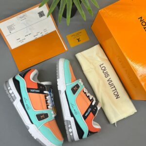 Louis Vuitton Trainer Orange Teal | First Copy Shoes