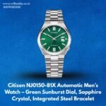 Citizen NJ0150-81X Automatic Men’s Watch – Green Sunburst Dial, Sapphire Crystal, Integrated Steel Bracelet https://mfbuddy.com/
