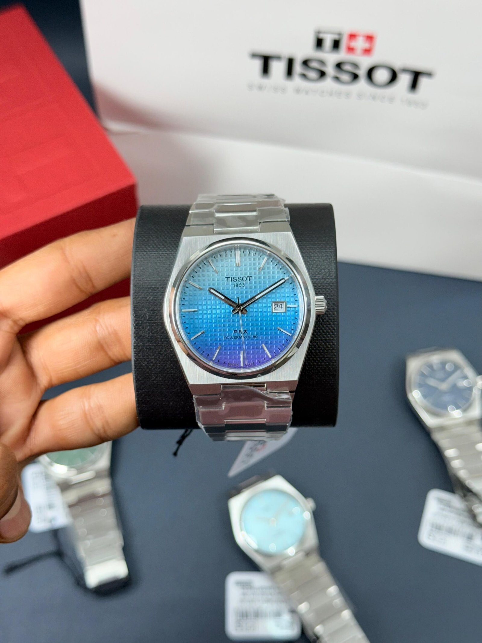 Tissot PRX Powermatic 80 Gradient Blue Dial Automatic Watch with stainless steel bracelet luxury design