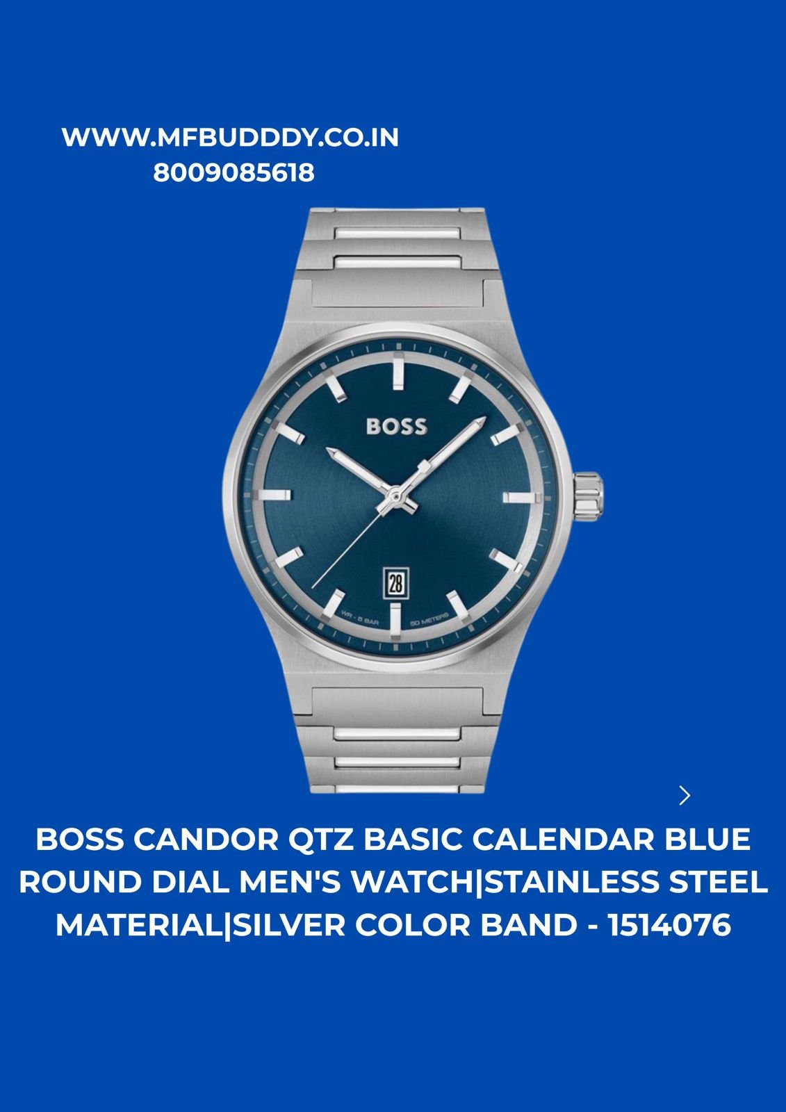 BOSS Candor 1514076 blue sunray dial stainless steel quartz watch luxury men watch