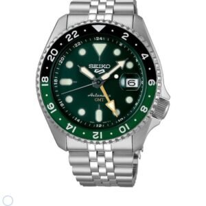 Seiko SSK035K1 GMT Automatic Green Dial Watch with Stainless Steel Bracelet