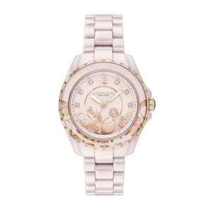Coach 14503465 White Ceramic Women's Watch with Rose Gold-Tone Case