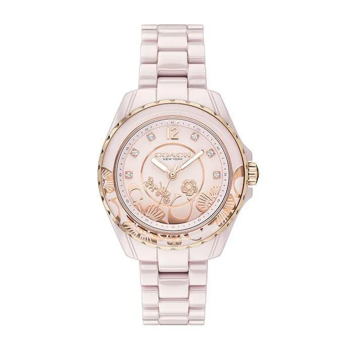 IMG_3921 Coach 14503465 White Ceramic Women's Watch with Rose Gold-Tone Case