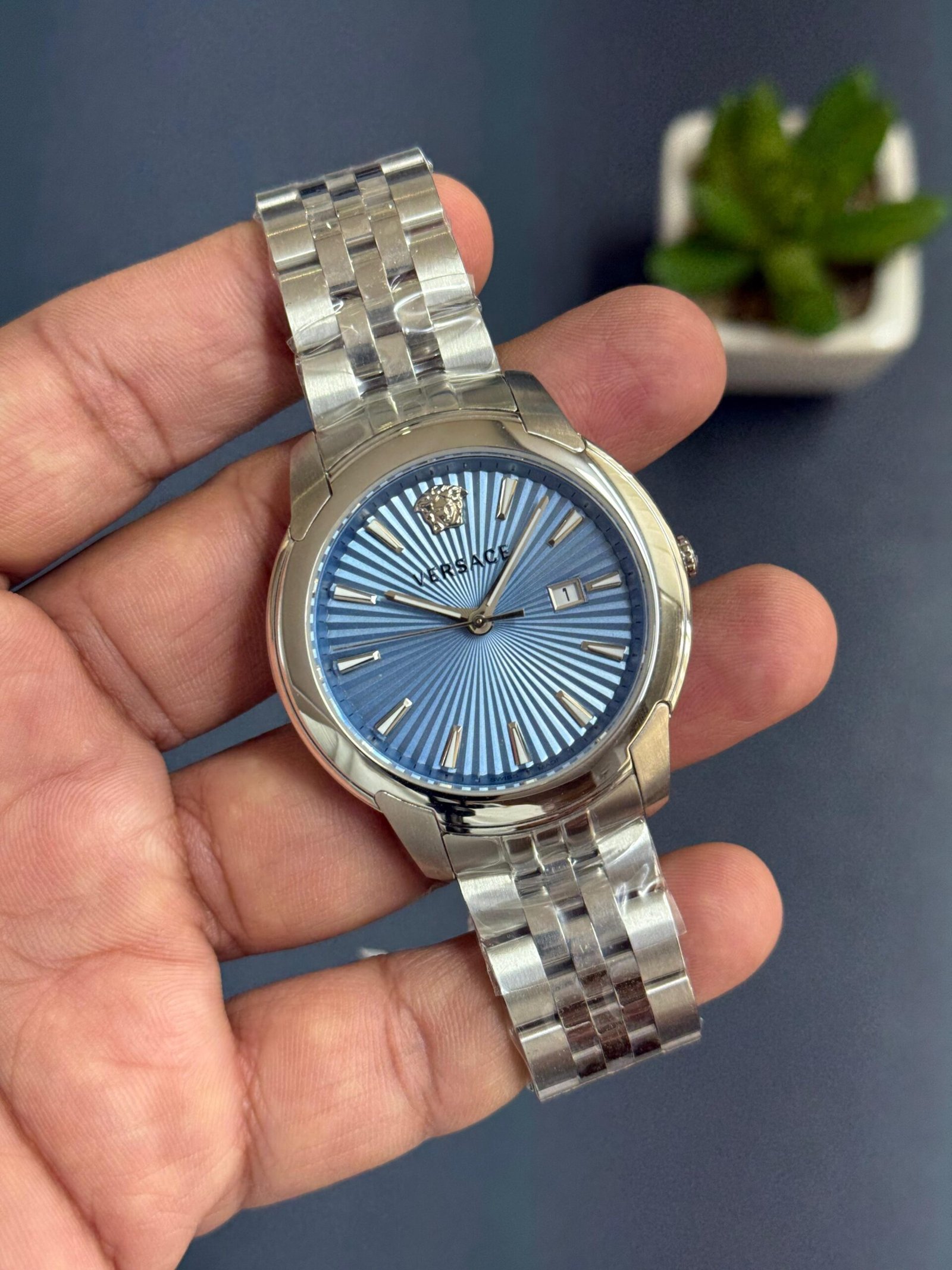 WhatsApp Image 2026-07-07 at 11.28.37 Versace VELQ00419 Ice Blue Sunray Dial Watch with Stainless Steel Bracelet for Men