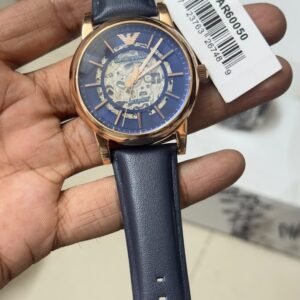 Emporio Armani AR60050 Luigi Meccanico Automatic Watch with Blue Dial and Blue Leather Strap