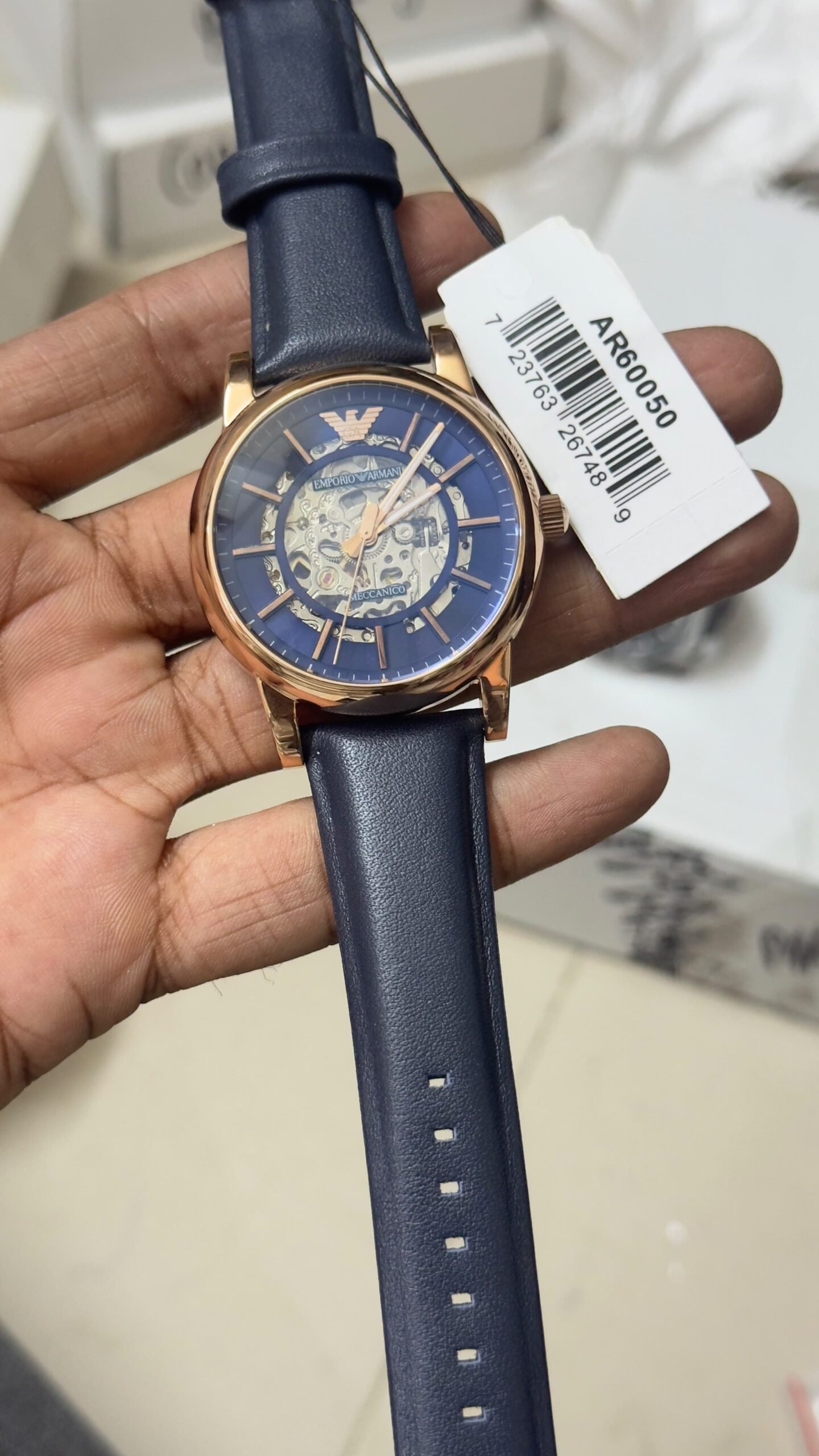 WhatsApp Image 2026-07-14 at 12.24.01 Emporio Armani AR60050 Luigi Meccanico Automatic Watch with Blue Dial and Blue Leather Strap